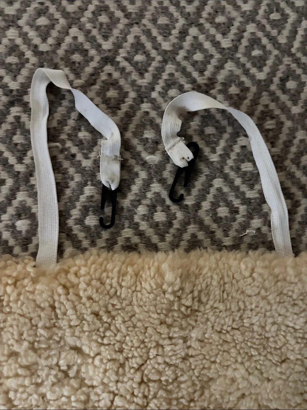 Plush Cream Sheepskin Chair Pad with Secure Tie Straps